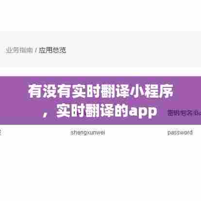 有没有实时翻译小程序,实时翻译的app