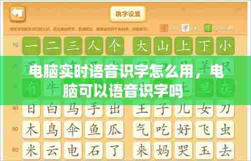 电脑实时语音识字怎么用,电脑可以语音识字吗