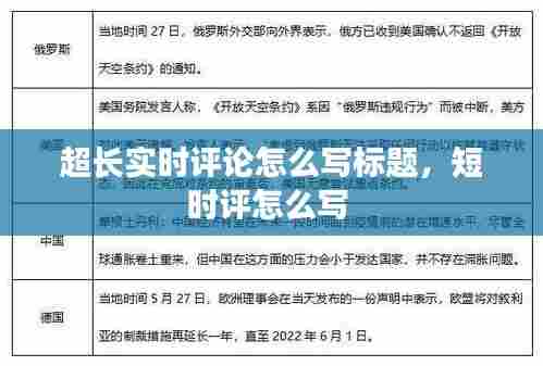 超长实时评论怎么写标题,短时评怎么写