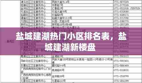 盐城建湖热门小区排名表,盐城建湖新楼盘