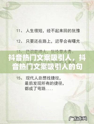 抖音热门文案吸引人,抖音热门文案吸引人的句子