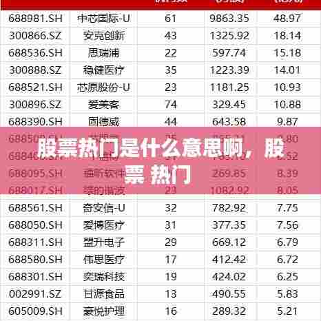 股票热门是什么意思啊,股票 热门
