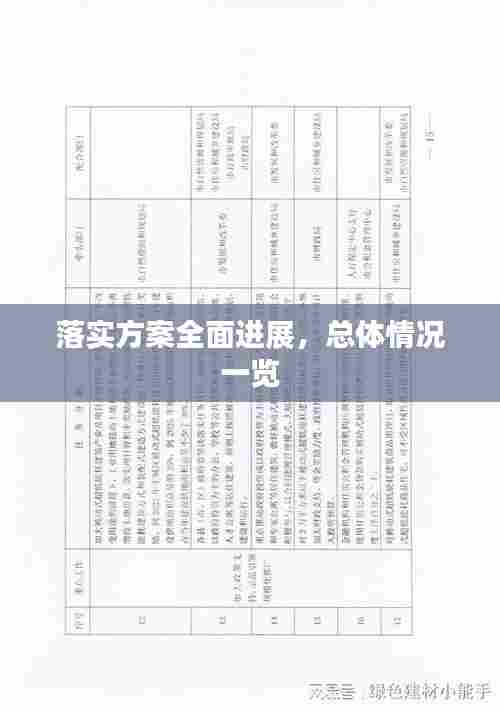 落实方案全面进展,总体情况一览