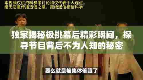 独家揭秘极挑幕后精彩瞬间,探寻节目背后不为人知的秘密
