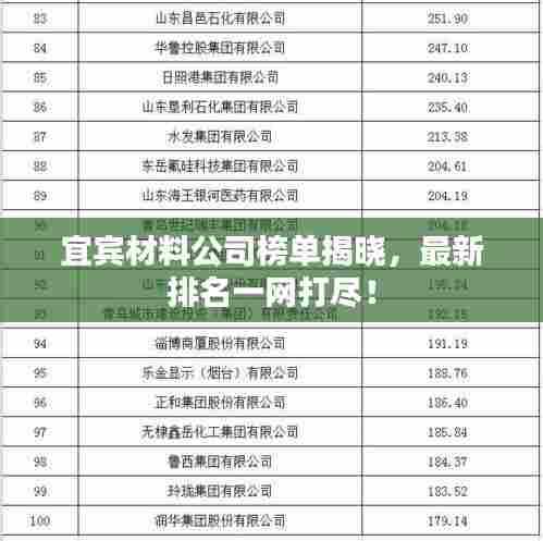 宜宾材料公司榜单揭晓,最新排名一网打尽!