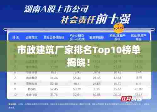 市政建筑厂家排名Top10榜单揭晓!