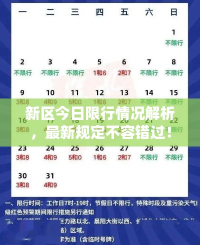 新区今日限行情况解析，最新规定不容错过！
