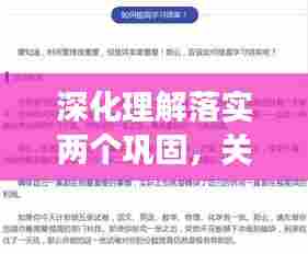 深化理解落实两个巩固,关键举措与实效提升策略