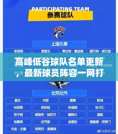 高峰低谷球队名单更新,最新球员阵容一网打尽!
