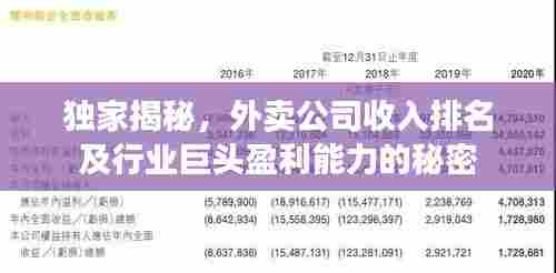 独家揭秘,外卖公司收入排名及行业巨头盈利能力的秘密