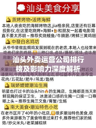 汕头外卖运营公司排行榜及影响力深度解析