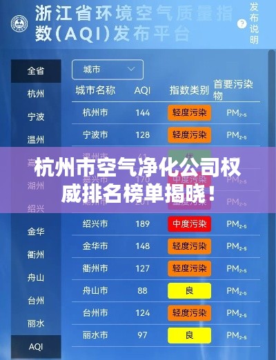杭州市空气净化公司权威排名榜单揭晓!