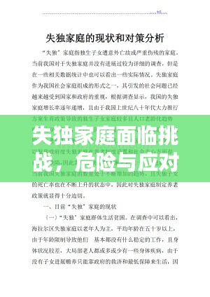 失独家庭面临挑战,危险与应对策略解析