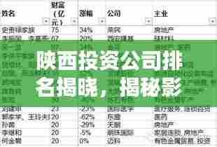 陕西投资公司排名揭晓,揭秘影响力巨头